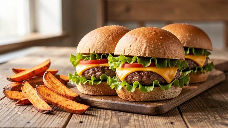 Šťavnaté hovädzie burgery so sladkými zemiakmi