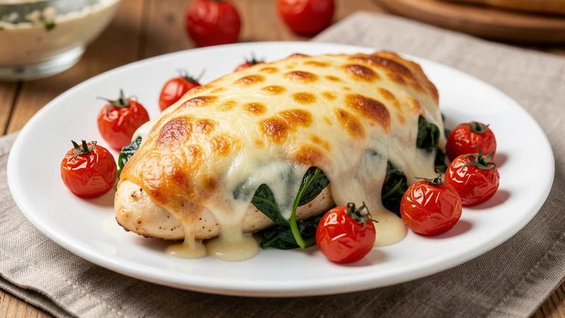 Zapekané kuracie prsia so špenátom a mozzarellou