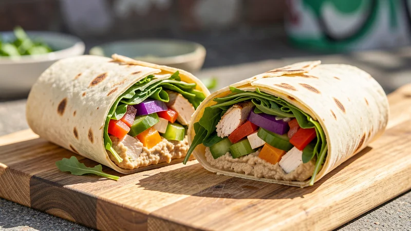 Kurací wrap s hummusom a zeleninou