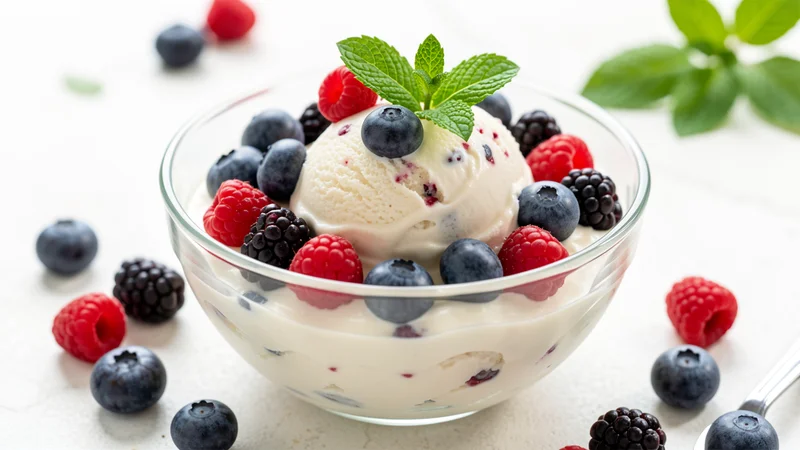 Proteínová zmrzlina s bobuľovým ovocím